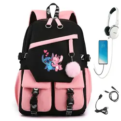 MINISO Stitch-mochila escolar para estudiantes, morral informal de gran capacidad, para escuela primaria