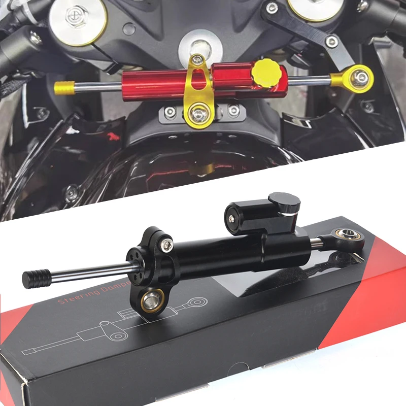 Amortiguador de dirección ajustable para motocicleta, Kit de soporte estabilizador Universal para Yamaha, Kawasaki, Honda, Ducati, Suzuki