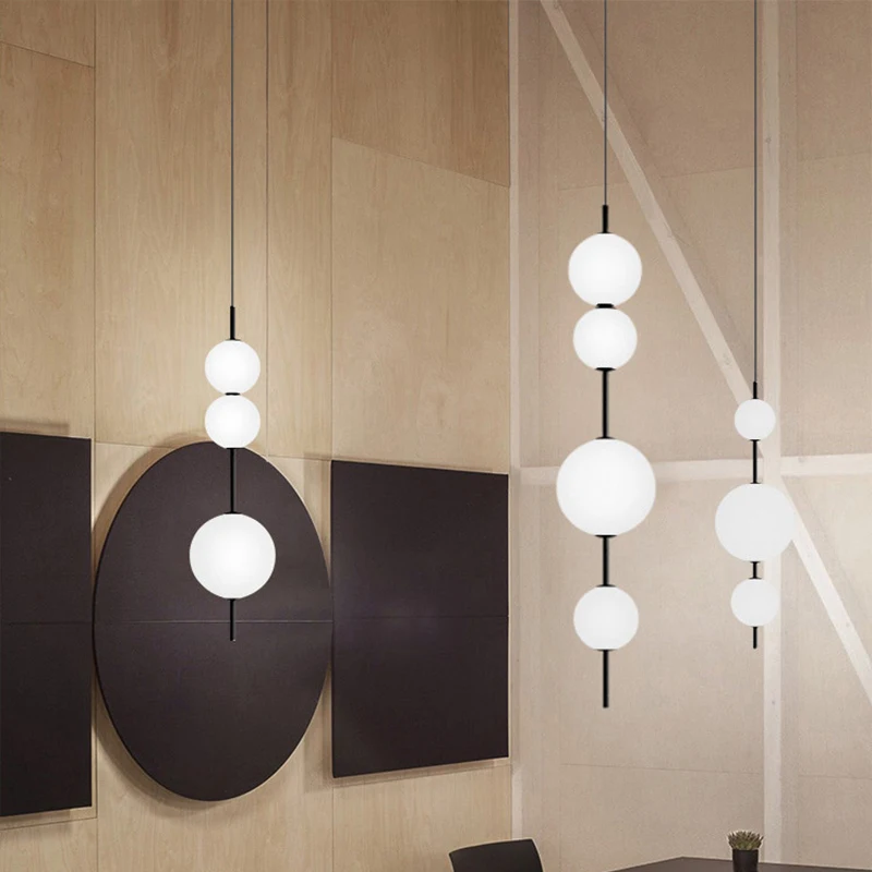

Nordic Simple New Style Celebrity Living Room Bedroom Chandeliers Creative Light Luxury Ball White LED Glass Bubble Ball Lamp