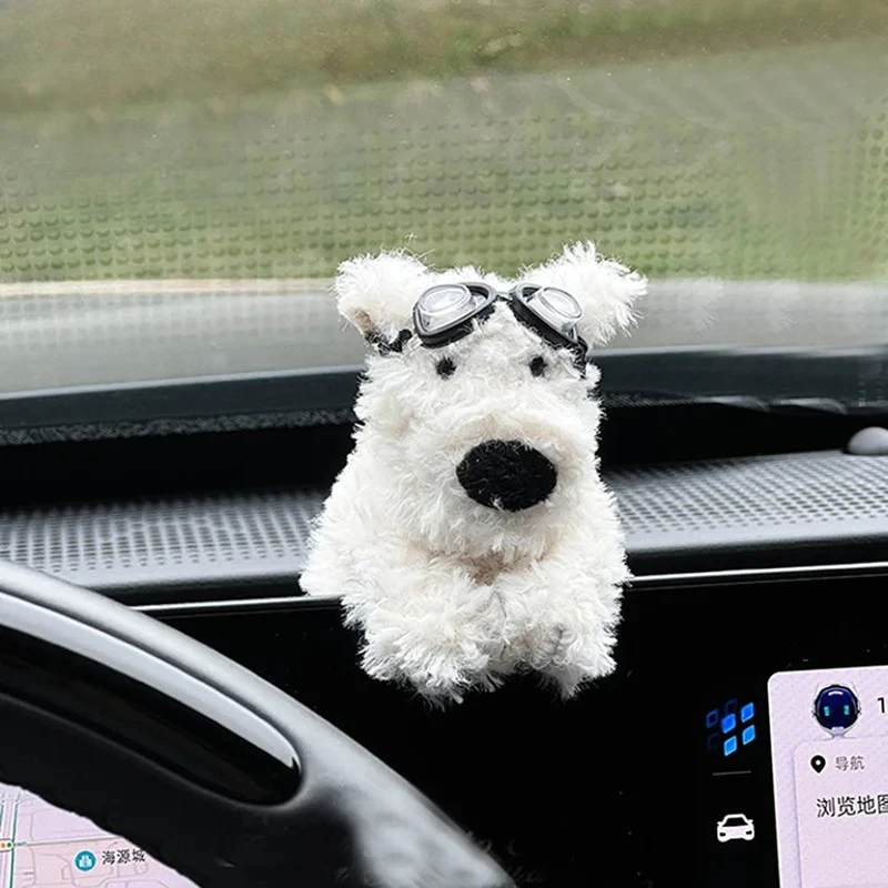 ديكور سيارة الجرو اللطيف المبتكر - زخرفة ممسحة الزجاج الأمامي، وسادات دمية قطيفة ووسادات كتف، هدية مثالية