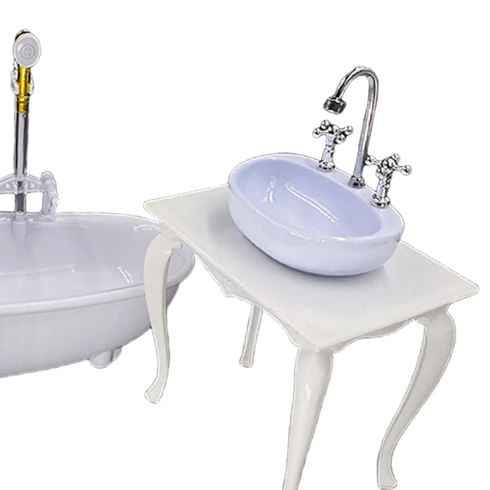 1/6 Scale Bathroom Accessories Model Bathtub Toilet Washstand Model for 12in Doll Props Doll Model Doll House Scene Accessories