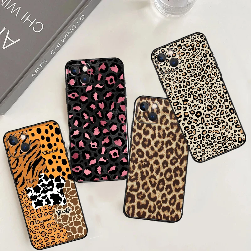 Tiger Leopard Print Panther Funda für iPhone 15 16 13 12 Mini 11 14 Pro Max 7 8 plus x xr xs Max Handy hülle