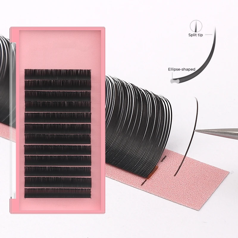 

Premium Flat Lash Extensions Classic Individual Eyelash Extension Ellipse Flat Shape Lashes Mixed Lash Trays