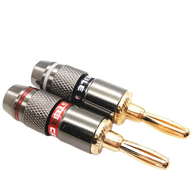 Fiche banane 24K en cuivre pur plaqué or 4mm, 8 pièces, adaptateur de haut-parleur Monster, connecteurs Audio