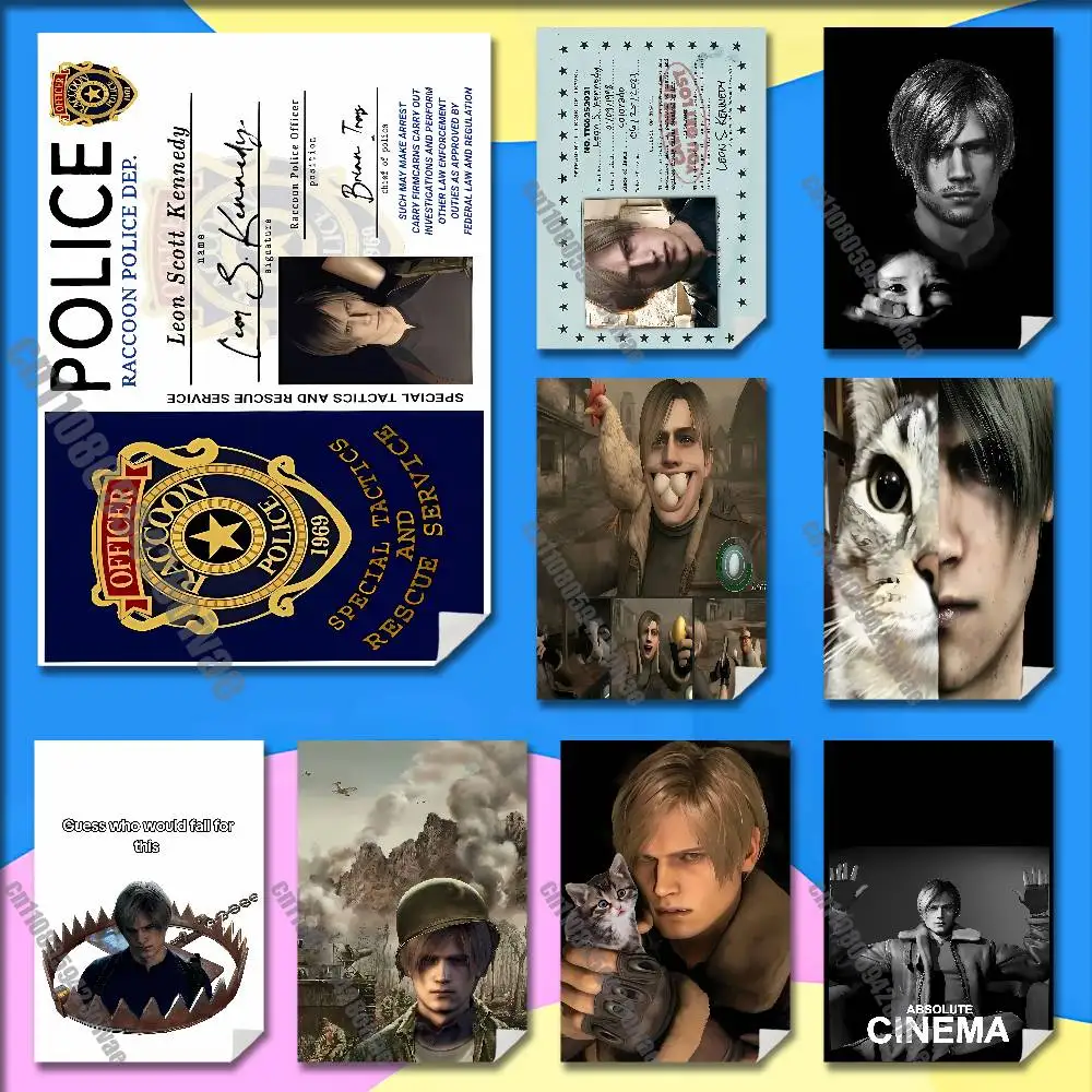 R-Resident E-Evil Leon Kennedy Poster Sticker For Bars 40x60cm Self-adhesive Ornament Collectibles Playbill Cover