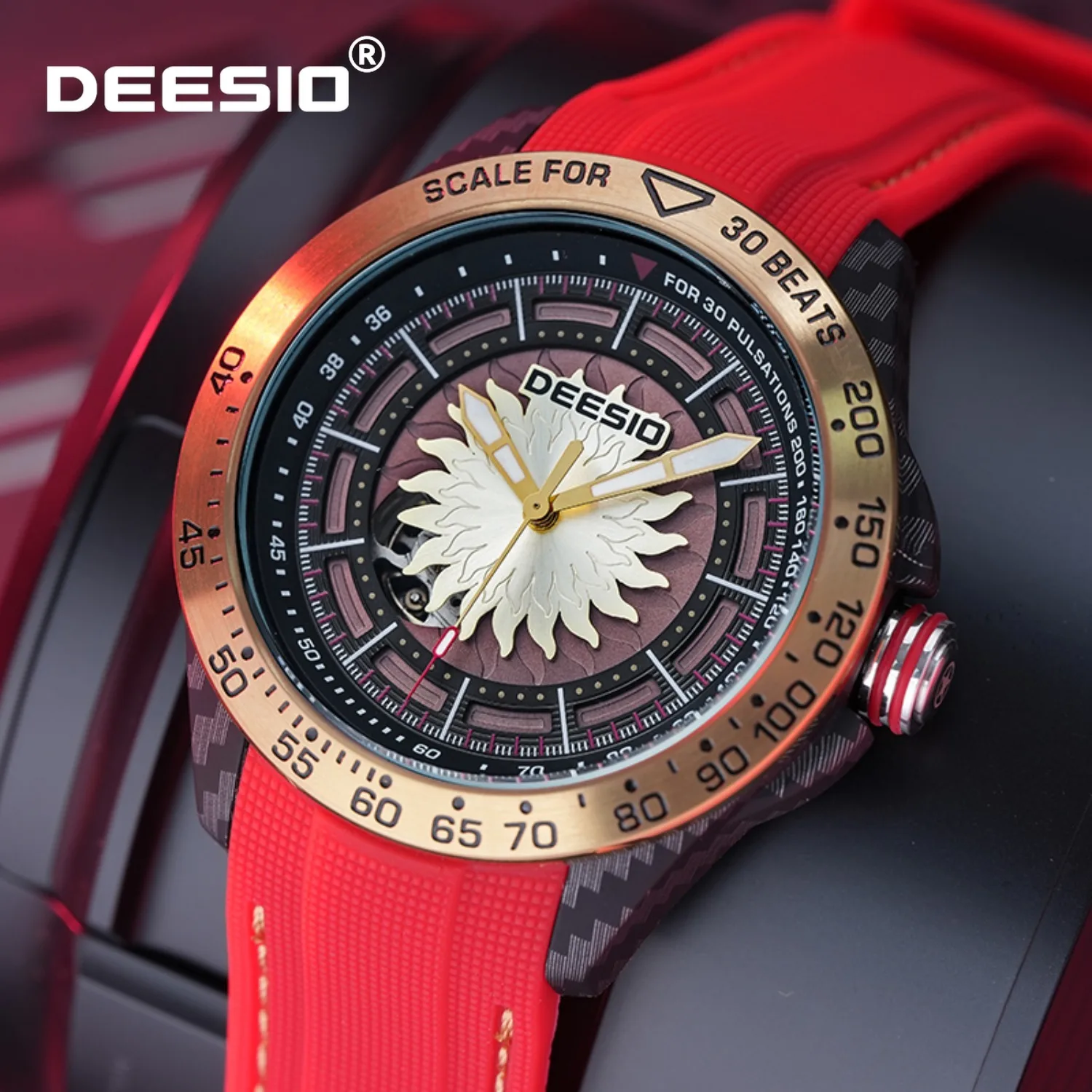 

Deesio Automatic Mechanical Watch for Men Carbon Fiber Case Business Sport Wristwatch for Men 30m Waterproof Best Gift For Men