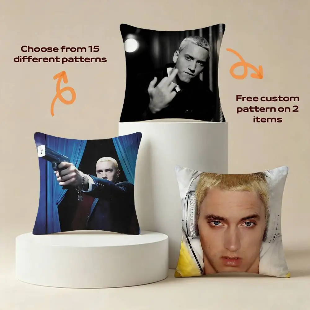 Hip-Hop E-Eminem Slim Shady Square Sofa Pillow Cover Solid Color Living Room Home Decor Cushion Case