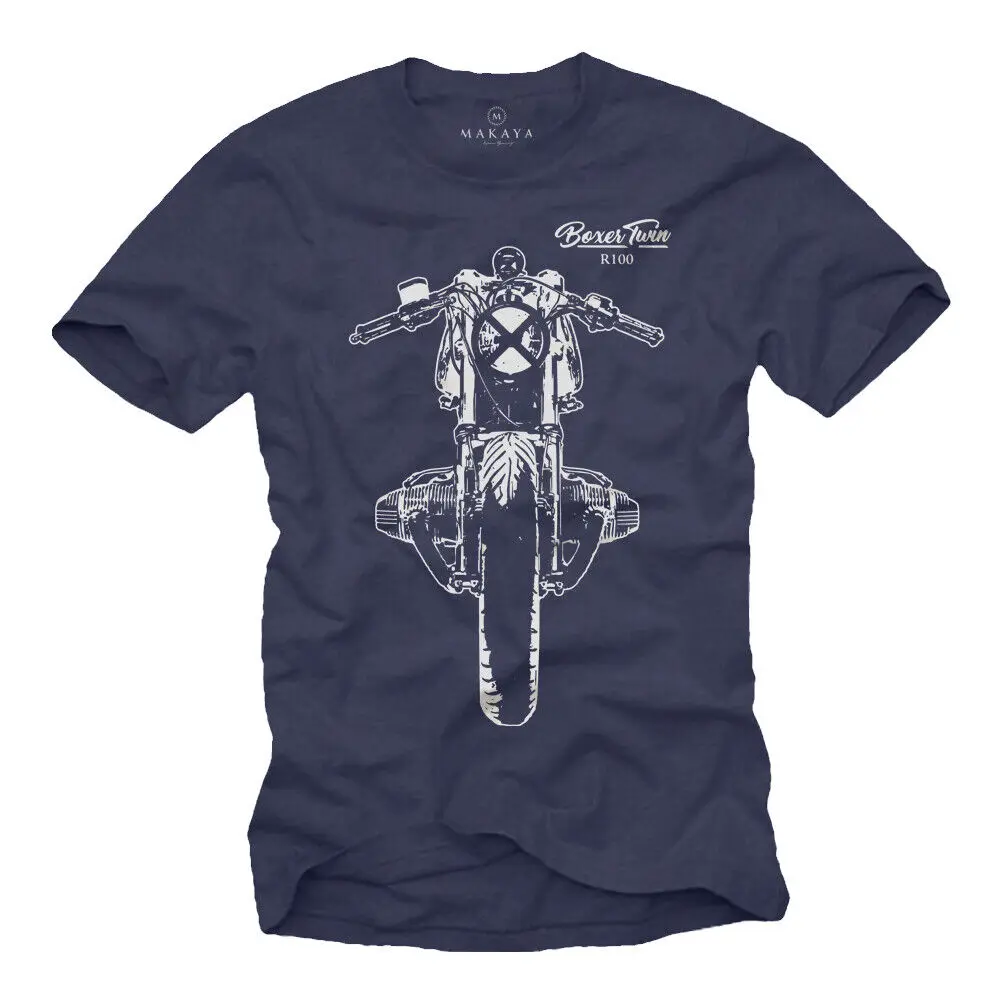 Motorcycle T-Shirt Mens Blue Boxer Cafe Racer R/80/100/1200 T Biker Gift-