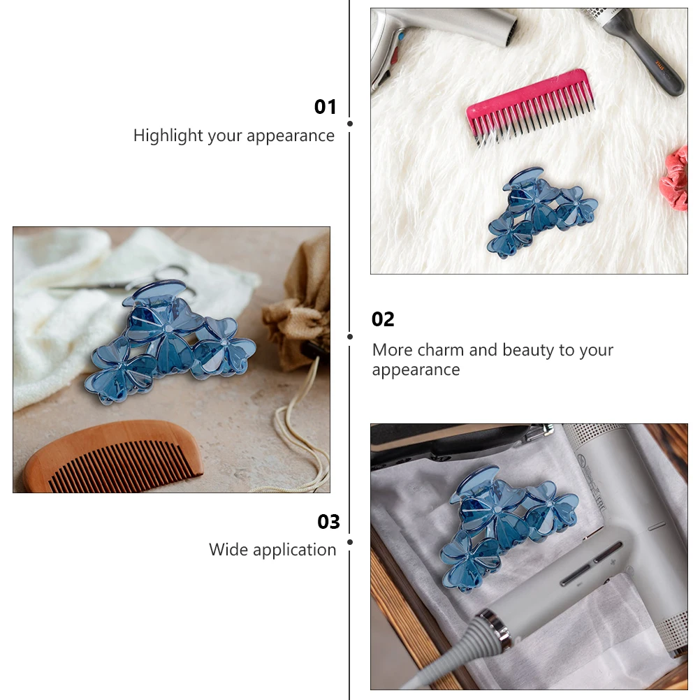 

2Pcs Three Petal Hair Clips Resin Durable for Thin Thick Hair Party Ceremonies Banquet Daily Fashion Decorative Claw