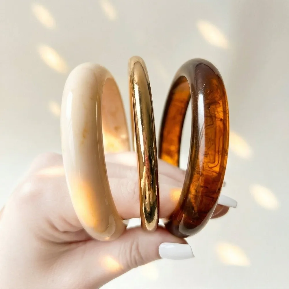 3/4 Pcs Smudged Thin Resin Bracelet Set Multicolor Stackable Round Bangles Marble Pattern Circle Shape Cuff Bracelet Set Gifts