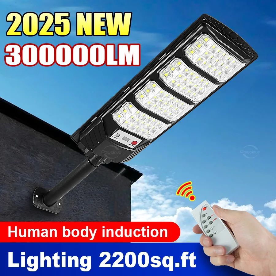 

300000LM 4000W Super Bright Solar Light 10m Motion Sensor Outdoor Street Lamp 320° Wide Angle Lighting Waterproof Garden Lights