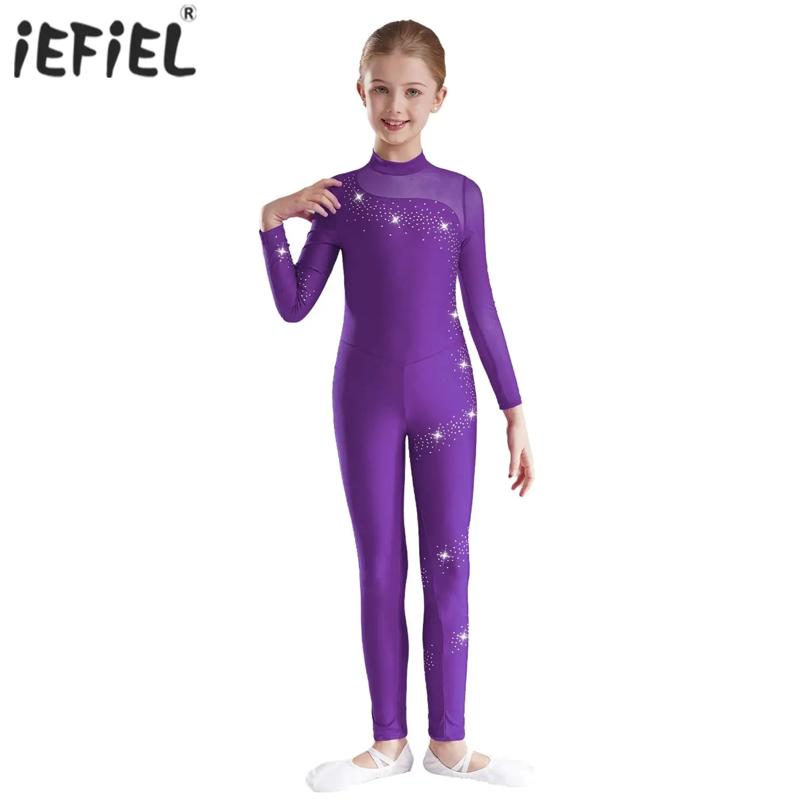 Kids Girls Full Body Ballet Jersey Unitards Jumpsuit Rhythmic Gymnastics Artistic Figure Skating Costume Tight Fitting Bodysuit