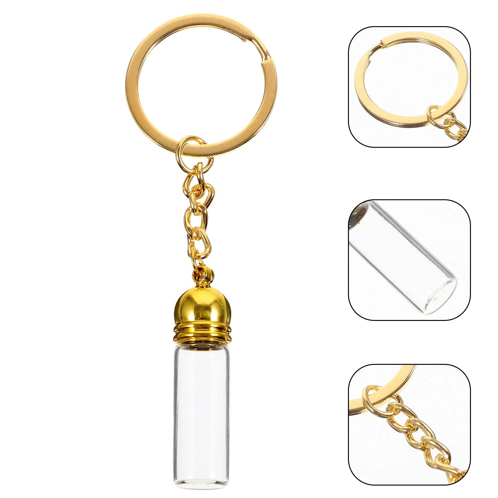 Glass Bottle Pendant Keychain Empty Small Perfume Mini Refillable Travel Zinc Alloy