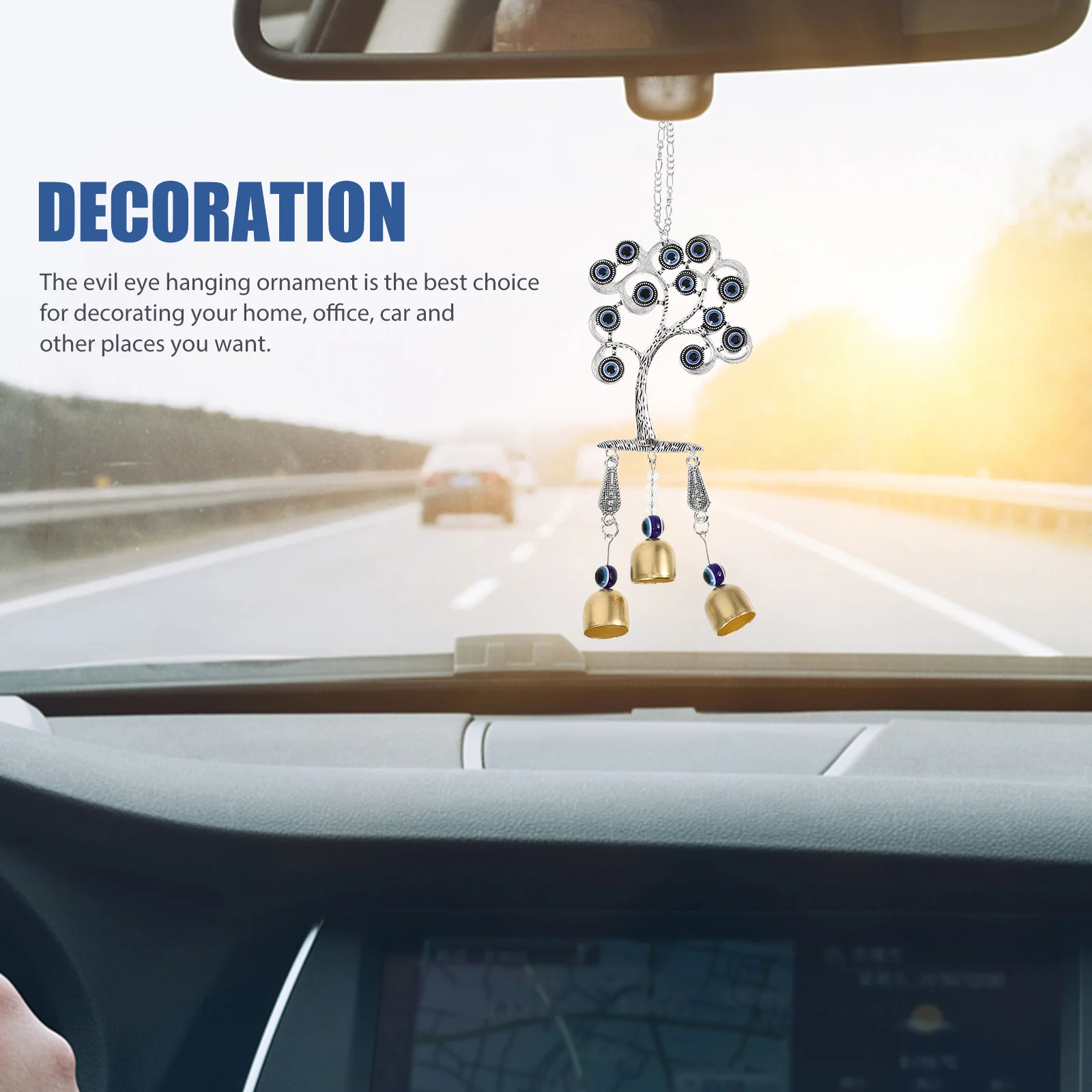 

Evil Eye Hanging Ornament Shape Bells Decor Protection Charm for Home Car Office Spiritual Jewelry Turkish Blue Eye