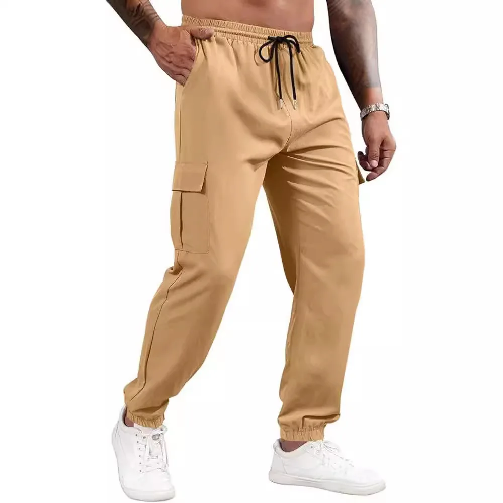 

2024 Spring and Autumn New Men's Workwear Pants Solid Color Loose Straight Pocket Long Pants Youth Outdoor Leisure Sports Pants