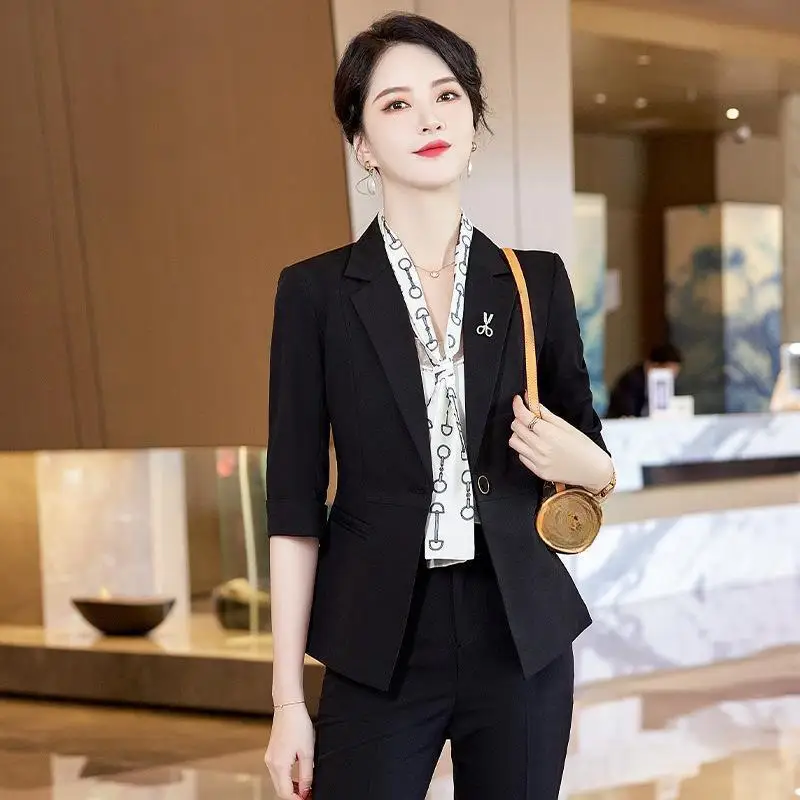 2024 New High end Professional Suit Women's Set Fashion Temperament Celebrity Work Suit Suit Flare Pants Formal Two Piece Set