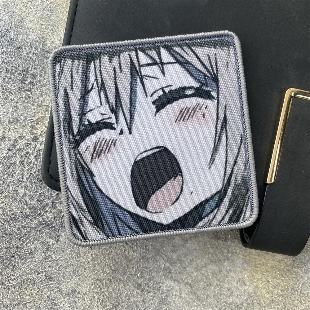 

Anime Girl Expression Morale Badge Patch Cartoon Tactical Patches Armband Hook and Loop Outdoor Backpack Accessories Stickers