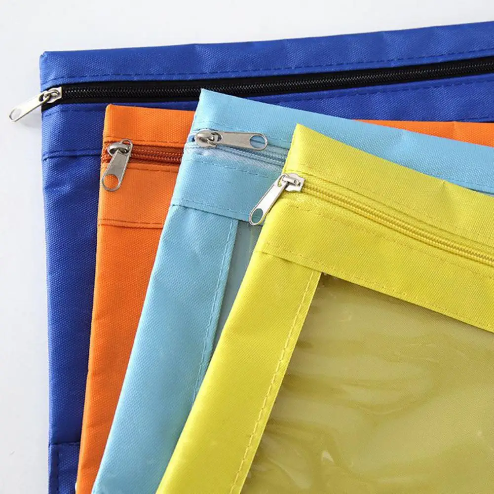 File Bag with Transparent Window Colorful 3 Ring Binder Pencil Pouch with Window Capacity Fabric File Folder for School