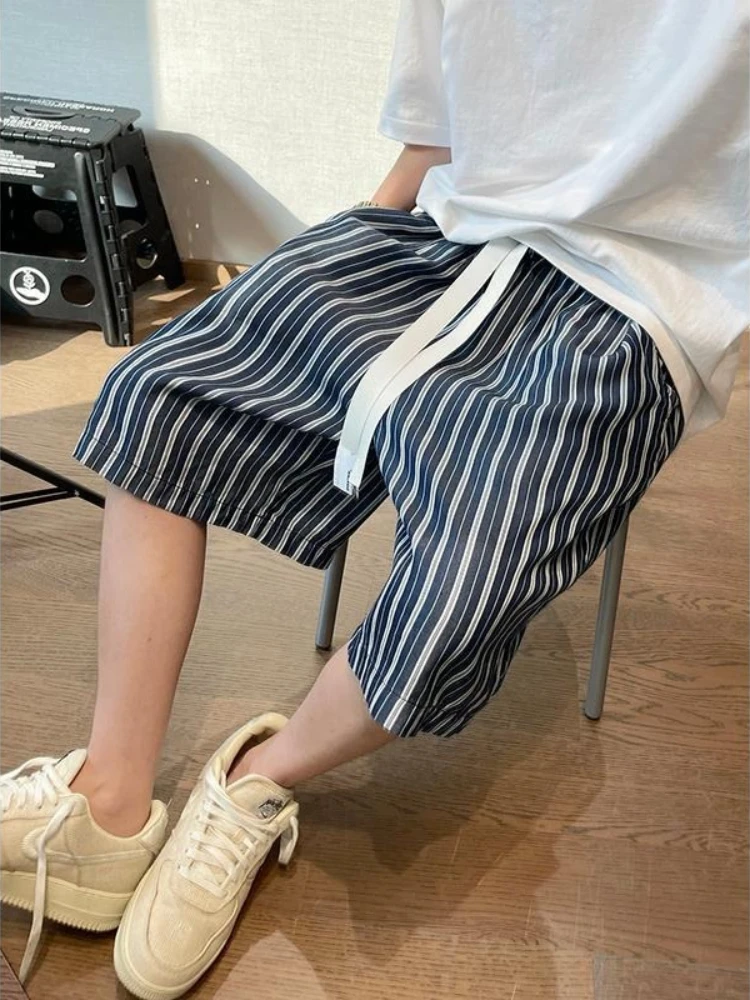 

Latest 2026 Fashion Men's Plus Size Striped Ultra Lightweight Cool Summer Shorts Mid-Length Airy Thin Comfortable Casual Stylish