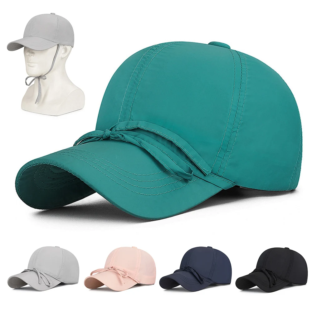 

Bowknot Lace Up Baseball Caps Casual Outdoor Sports Sunscreen Baseball Cap Bow Snapback Hat Hip Hop Summer Sun UV Protection Hat