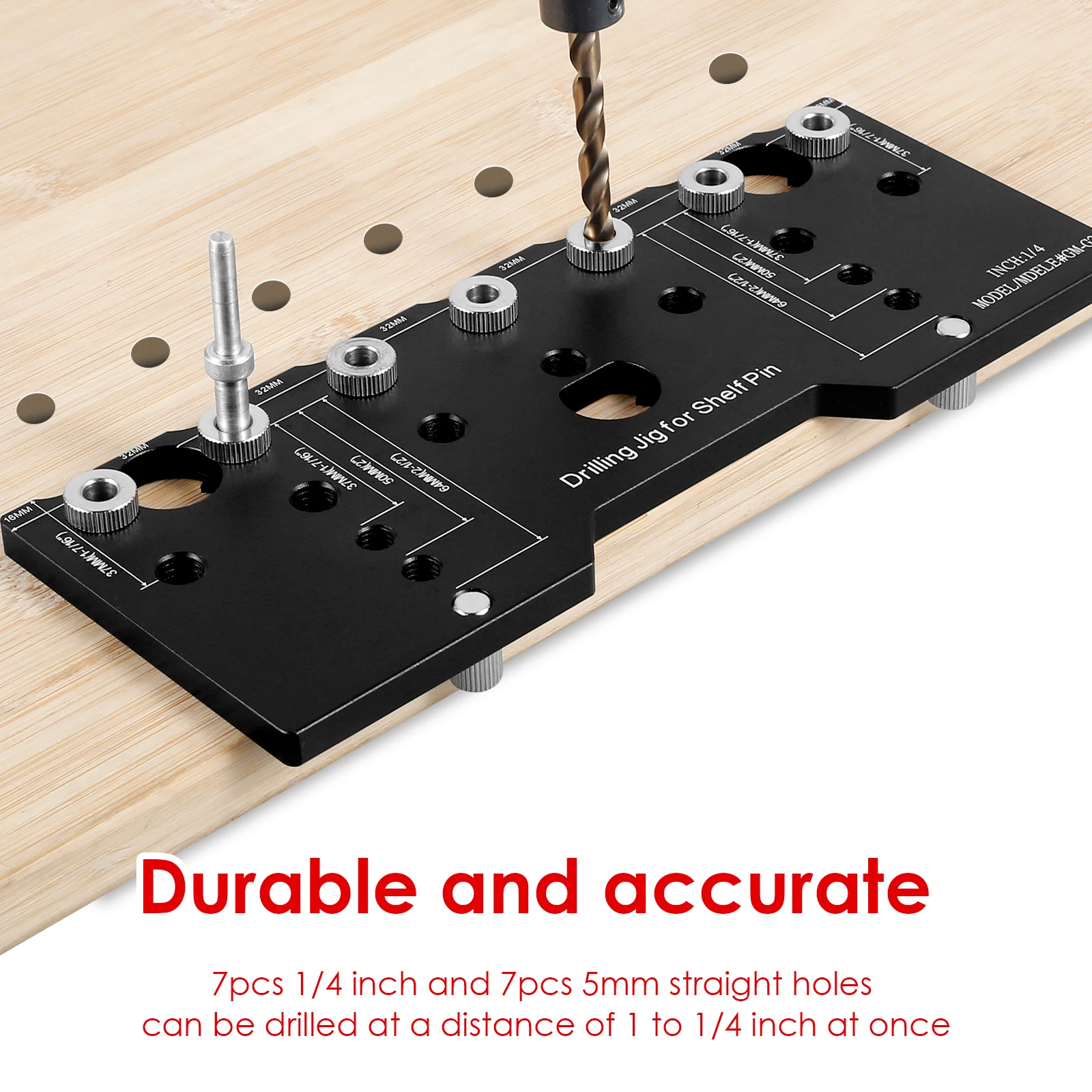 Imagem -03 - Alumínio Alloy Shelf Pin Jig Guia de Perfuração Precise Cabinet Mounting Template Jig 32 Milímetros Espaçamento Pol mm