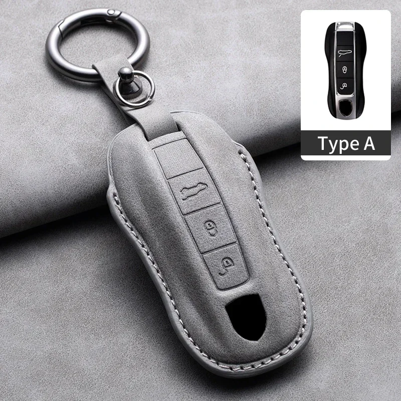 Car Key Case Cover Shell For Porsche Panamera Spyder Carrera Macan Cayman Cayenne 911 970 981 991 Leather Car Keychain