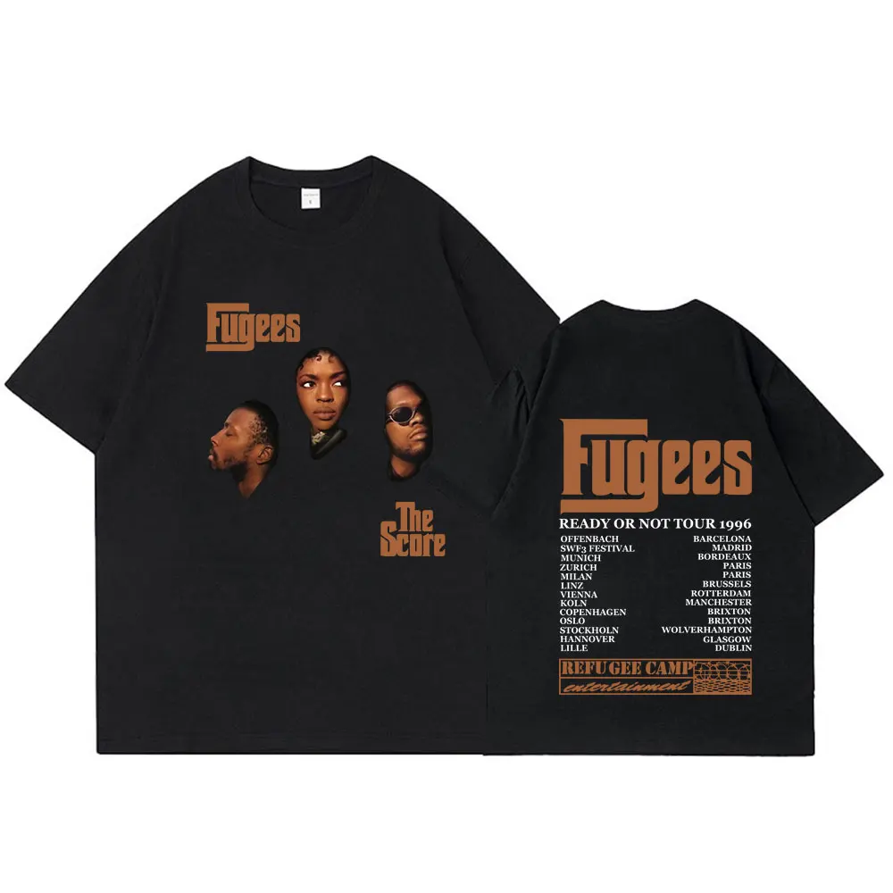 Hip Hop Band The Fugees Score Ready or Not Concert Tour 1996 Oversize T-Shirts Fashion Men\'s Short Sleeve T Shirt Streetwear