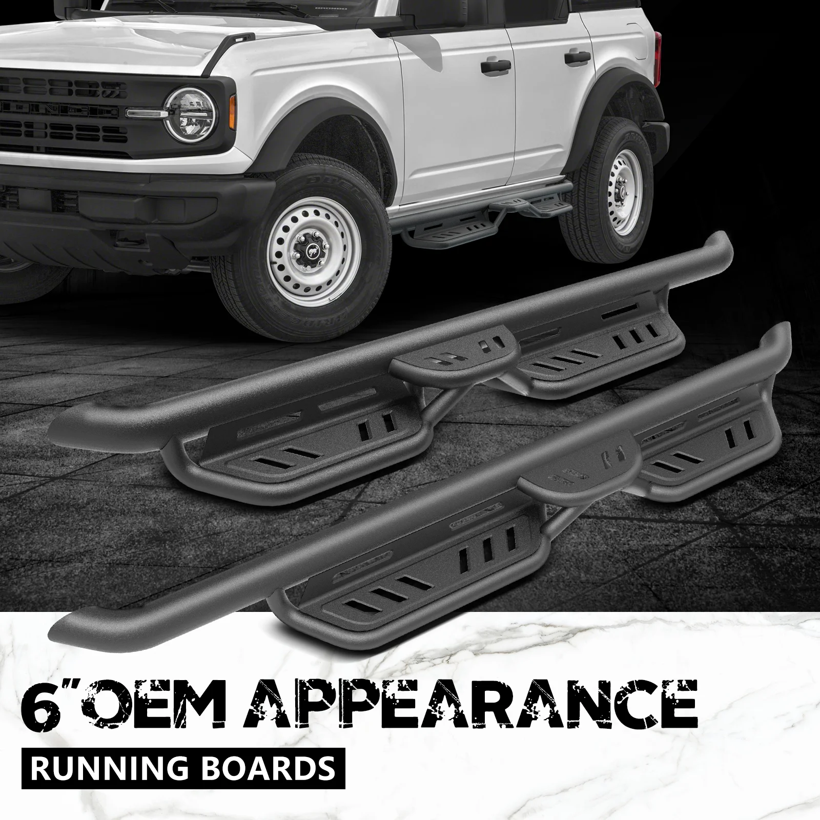 Running Boards Compatible with 2021-2024 Ford Bronco 4 Door | Drop Down Nerf Bars Side Steps |