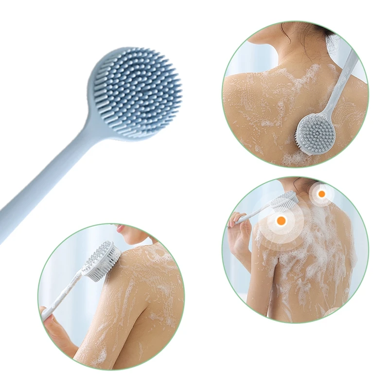 Bath Brush Back Body Bath Shower Sponge Scrubber Brushes With Handle Exfoliating Scrub Skin Massager Exfoliation