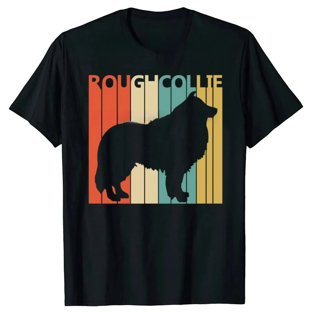 Koszulka damska z krótkim rękawem z nadrukiem serca Rough Collie, zabawny pies, humor, streetwear, letnia odzież, top Y2K