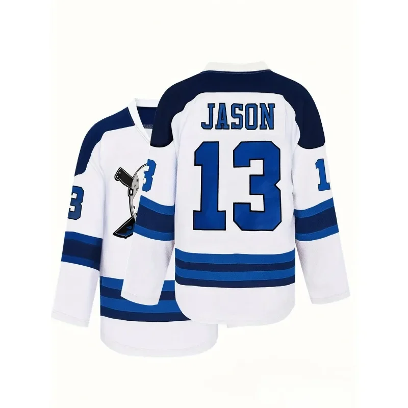 Hockey Jersey - White with Black & Red Stripes 