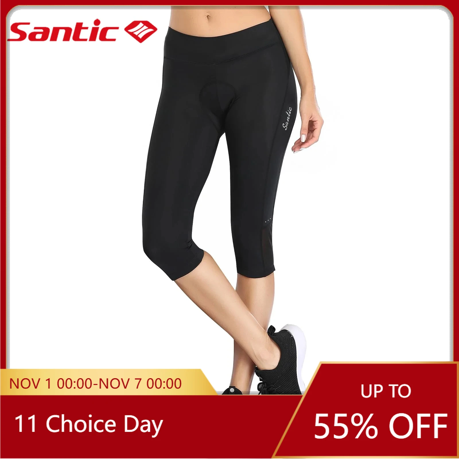 

Женские велосипедные брюки Santic с мягкой подкладкой, велосипедные шорты 3/4, шорты для верховой езды с карманами