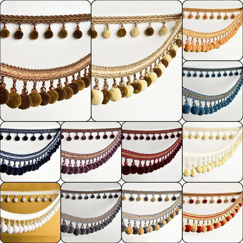 

100 см лента с помпоном и бахромой с шариками с кисточками для DIY занавесок, дивана, обивки, швейные поделки, аксессуары для домашнего декора