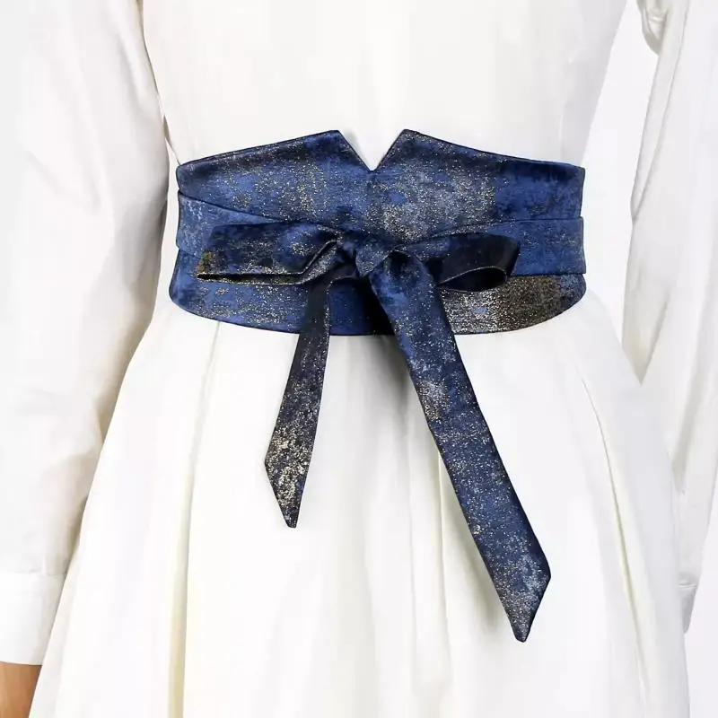 Women Fabric Embroidered Belt Versatile Cincher Luxe Looks stylish Accessory Wide Waist Cover fitted Dress Shirt High  Luxury