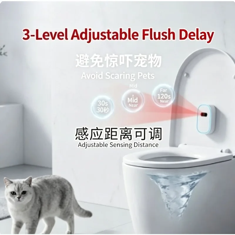 Automatic Flush Cat Toilet Convenient Pet Raising Equipment Easy‑Clean Device For Indoor Household