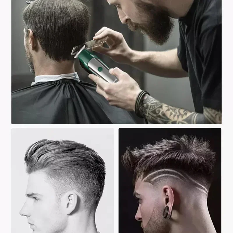 Cortadora de pelo profesional Kemei, cortadora de pelo eléctrica inalámbrica de 0mm, cortadora de pelo de precisión calva, cortacésped de barba recargable
