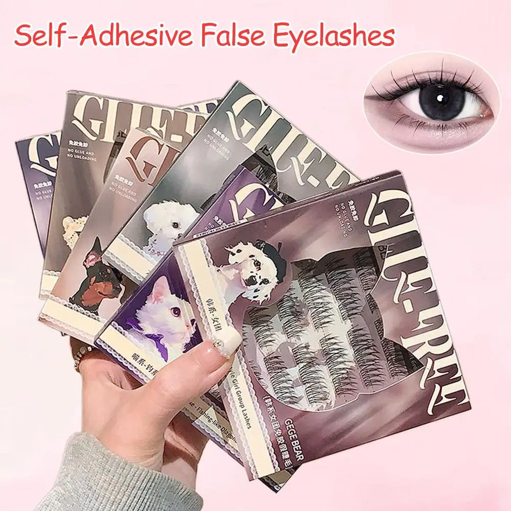 Voluminöse, kleberfreie, selbstklebende falsche Wimpern, Anime-Anwendung, dicke Wimpern, flauschiges Curling-Auge, natürlich, einfach, D3L2