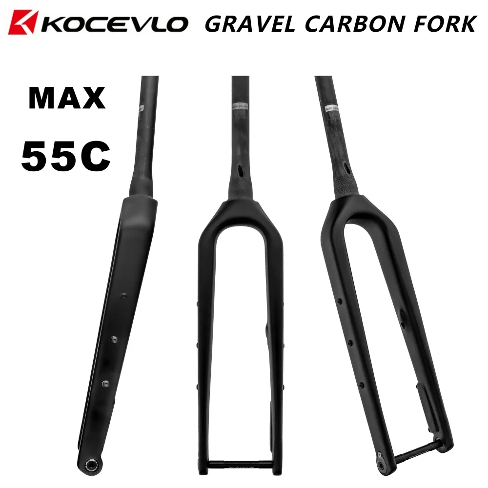 

KOCEVLO GF07 Gravel Fork Carbon Fiber Tapered Gravel Bicycle Front Fork Bike Fork 700C x 55C Thru Axle 12x100mm