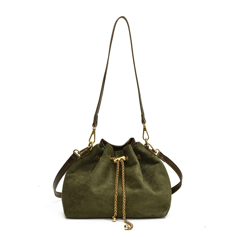 Soft Solid Faux Suede Simple Commuting Crossbody Bags 2026 Hot Sale Sewing Sweet bags for Women Thread String Women's Handbag 가방