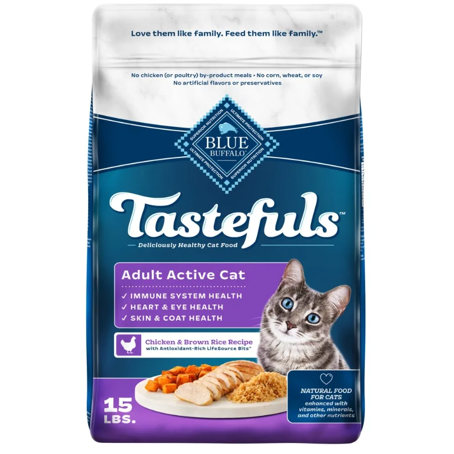 

Сухой корм для кошек Tastefuls Active Adult с курицей и коричневым рисом, 15 фунтов. Сумка