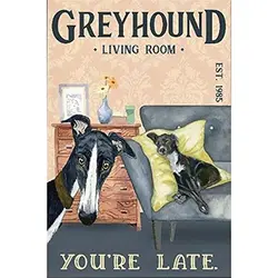 Metal Tin Sign Greyhound Dog Living Room Vintage Funny Retro Aluminum for Home Farm Garden Bar Bathroom Kitchen