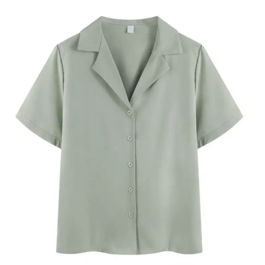 Verão casual moda coreana botões soltos único breasted cor sólida manga curta brilhante fácil perto das pessoas selvagem popular
