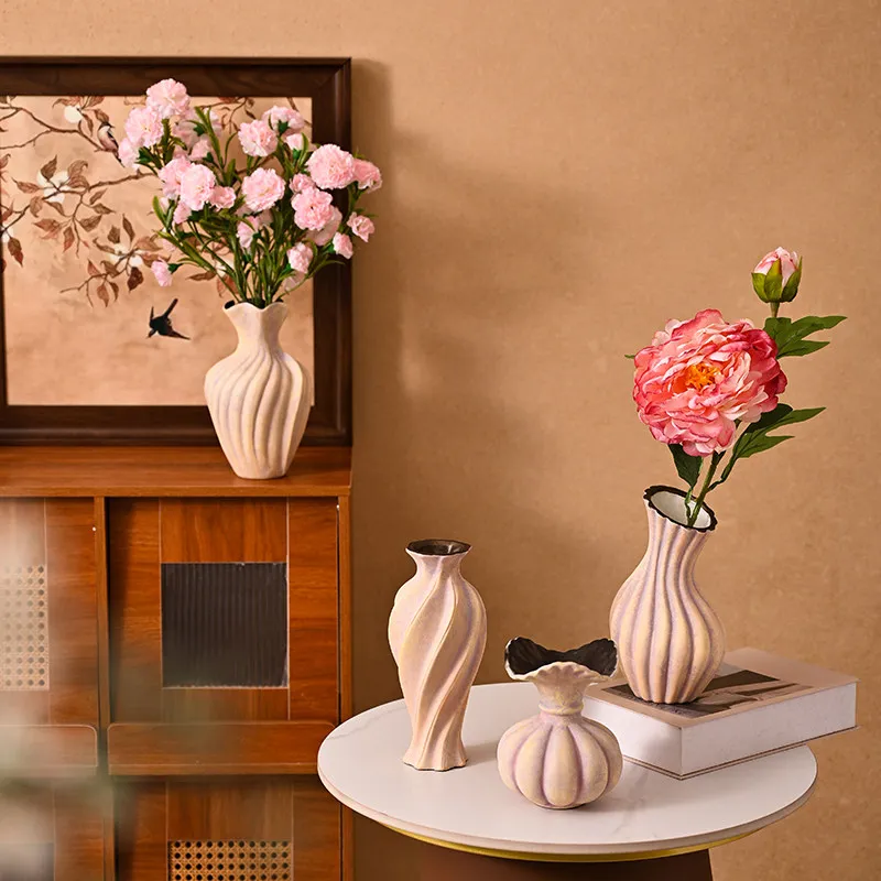 French Oil Painting Ceramic Vase, High-End Living Room Entryway Tabletop Flower Vase for Home, Hydroponic Floral Decorative Art
