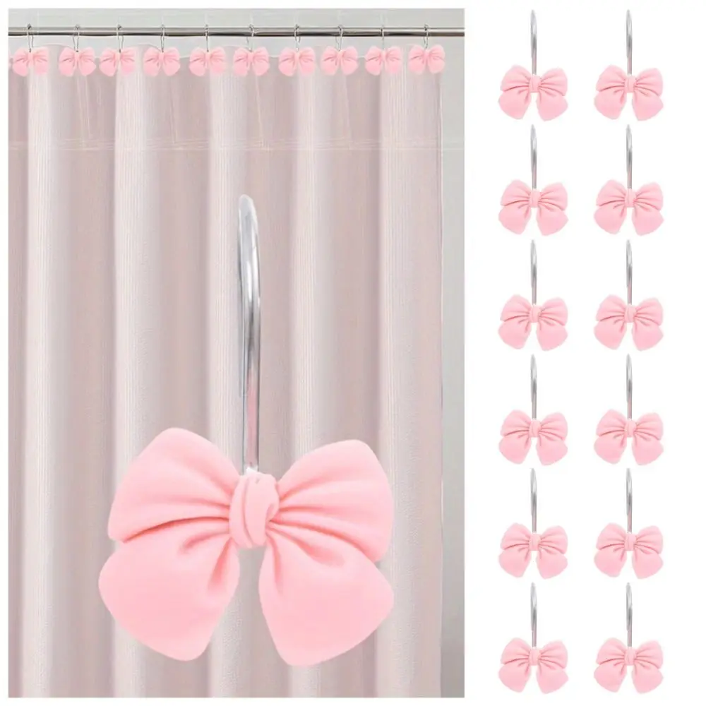 12 ชิ้นผีเสื้อโบว์ผ้าม่านอาบน้ําตะขอสนิมเรซิ่น Rolling ผ้าม่านแหวนตะขอตกแต่งกันน้ํา