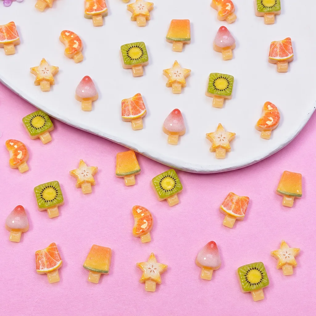 50pcs Orange Fruit Popsicle 3D - đánh giá và giá Nail Art Orange