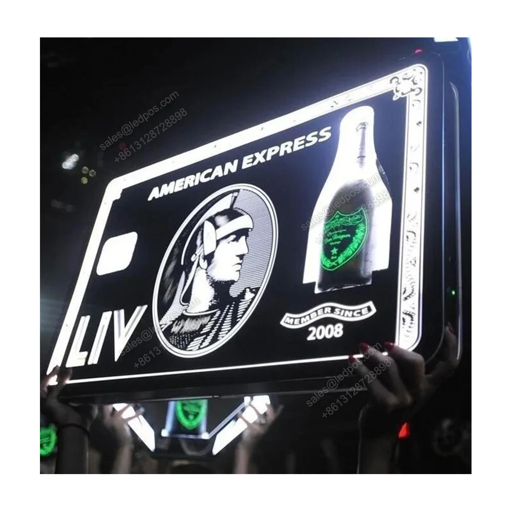 

LED Black Card American Baller Express Bill Champagne Bottle Presenter Amex Dollar Sign for Events Party Lounge Bar NightClub