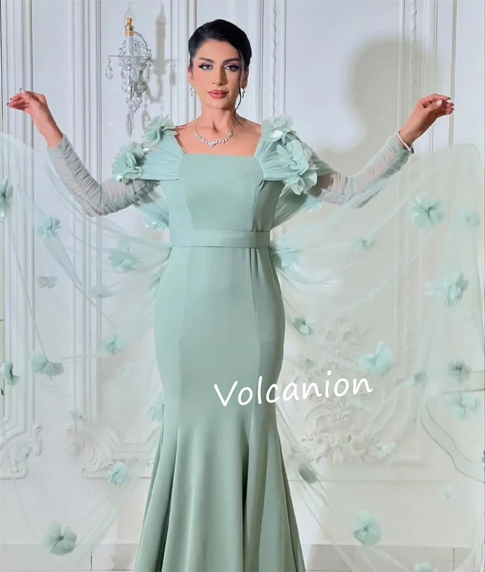 カスタマイズされたジャージーアップリケフラワーマーメイドオフショルダーロングドレスオーダーメイド機会イブニングエレガントファッションフォーマル