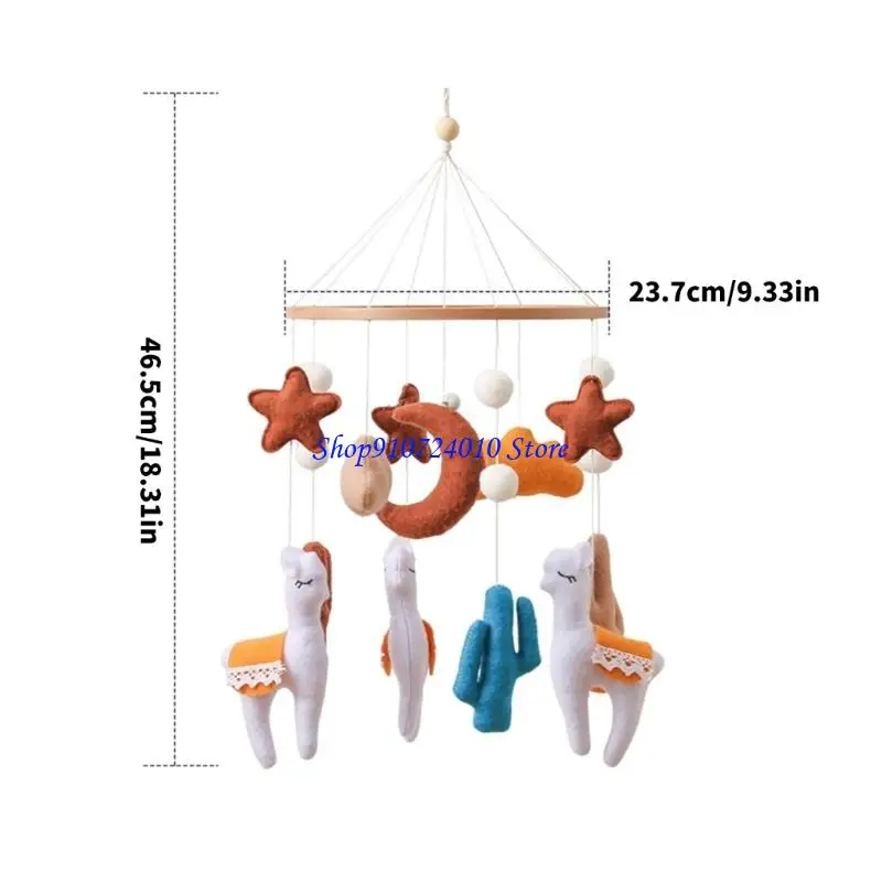 77hd macio feltro alpacas berço móvel carrinho pendurado brinquedo para recém-nascidos estimulação visual sinos suaves