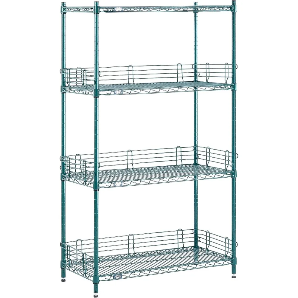 رفوف سلكية مطلية بالإيبوكسي الأخضر، 72 عريضة × 18 عميقة × 74 رف تخزين عالي التحمل #5