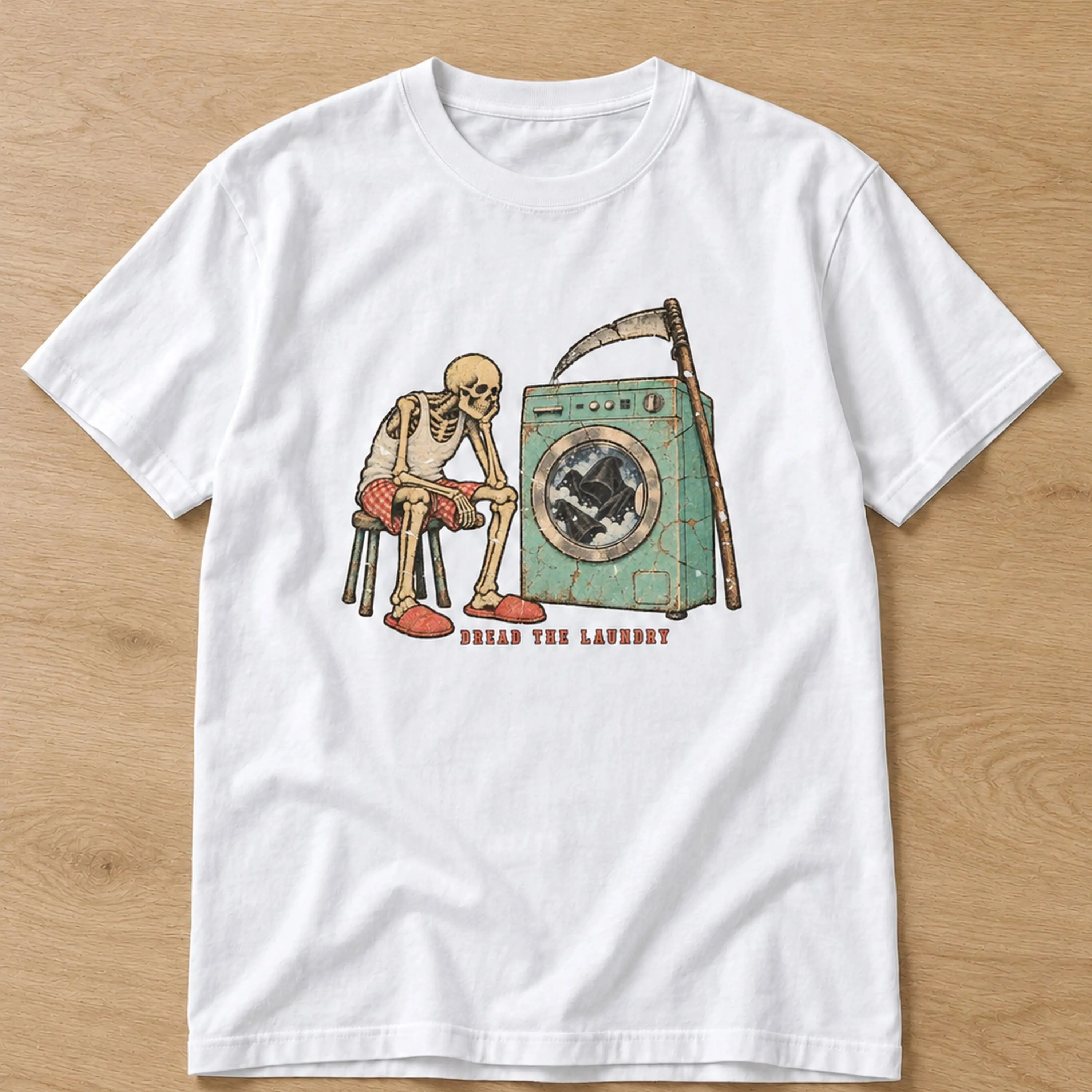 Grim Reaper Laundry Day Graphic T-Shirt